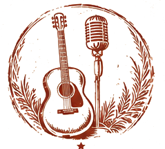 Vintage guitar and microphone illustration