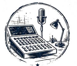 Vintage recording studio equipment illustration